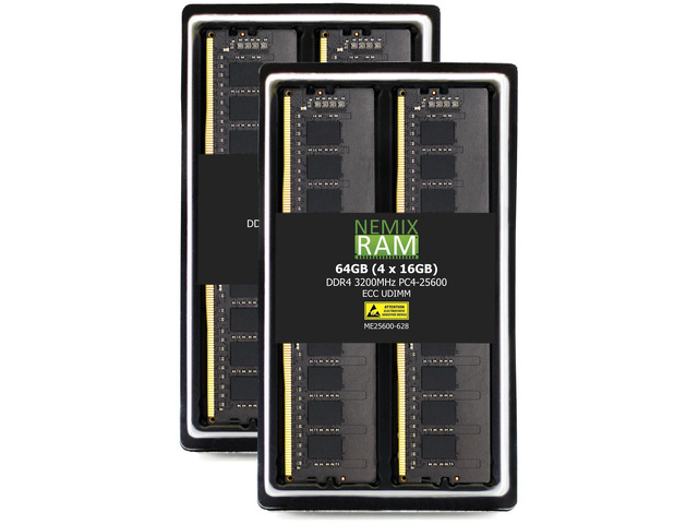 NEMIX 64GB (4x16GB) DDR4-3200 CL22 ECC UDIMM