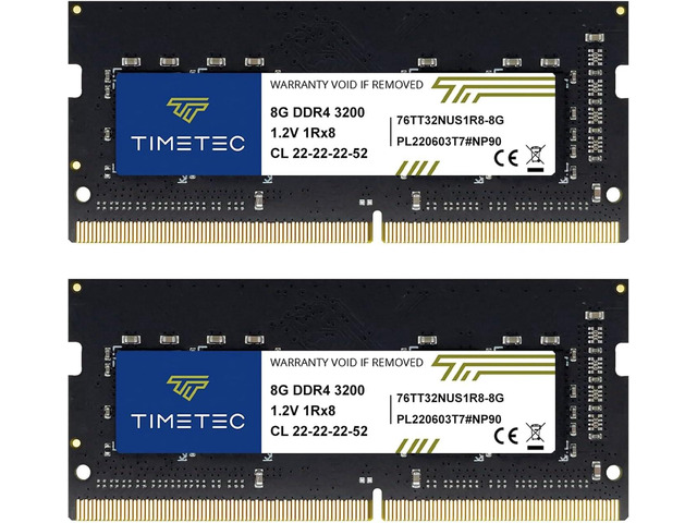 Timetec 16GB (2x8GB) DDR4-3200 CL22 SO-DIMM (76TT32NUS1R8-8GK2)
