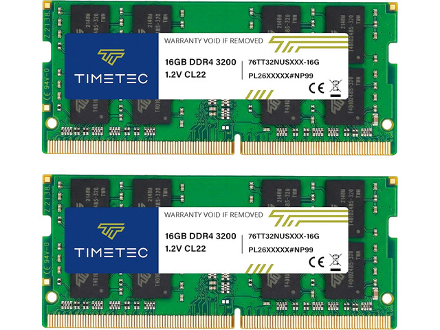 Timetec 32GB (2x16GB) DDR4-3200 CL22 SO-DIMM (76TT32NUS2R8-16GK2)