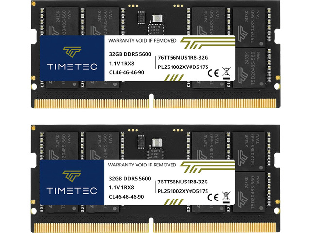Timetec 64GB (2x32GB) DDR5-5600 CL46 SO-DIMM (76TT56NUS1R8-32GK2)