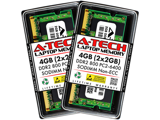 A-Tech DDR2 Laptop Memory RAM 4GB (2x2GB) DDR2-800 CL6 SO-DIMM