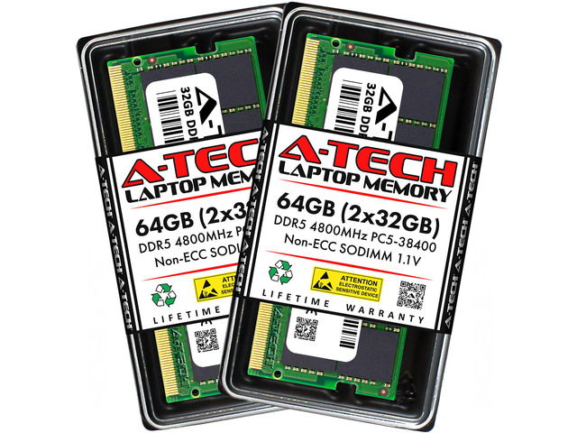 A-Tech DDR5 Laptop Memory RAM 64GB (2x32GB) DDR5-4800 CL40 SO-DIMM