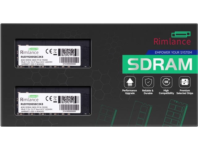 RIMLANCE 1.2V 8GB (2x4GB) DDR4-2400 CL17 1Rx8