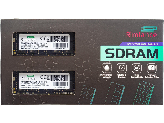 RIMLANCE 1.2V 32GB (2x16GB) DDR4-3200 CL22 SO-DIMM (B0D7M765XB)
