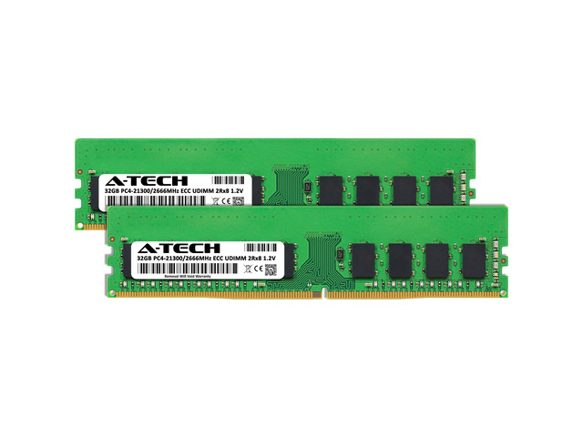 A-Tech 64GB (2x32GB) DDR4-2666 CL19 ECC UDIMM (AT32G2D4D2666UD8N12V), picture 2
