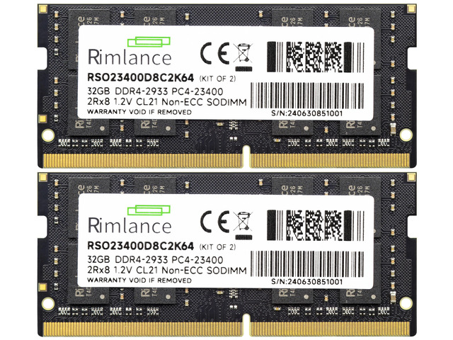 RIMLANCE 1.2V 64GB (2x32GB) DDR4-2933 CL21 SO-DIMM (B0D7LZVPVN), picture 2