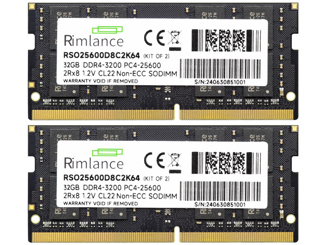 RIMLANCE 1.2V 64GB (2x32GB) DDR4-3200 CL22 SO-DIMM, picture 2