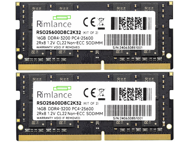 RIMLANCE 1.2V 32GB (2x16GB) DDR4-3200 CL22 SO-DIMM (B0D7M765XB), picture 2