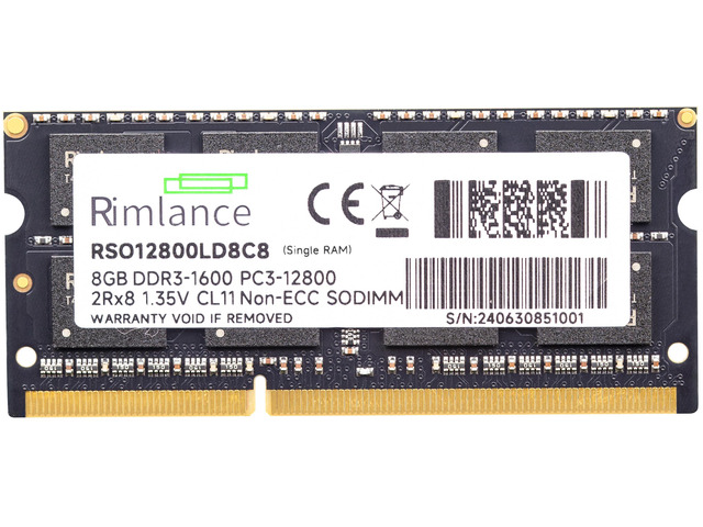 RIMLANCE 1.35V 8GB DDR3-1600 CL11 SO-DIMM, picture 2