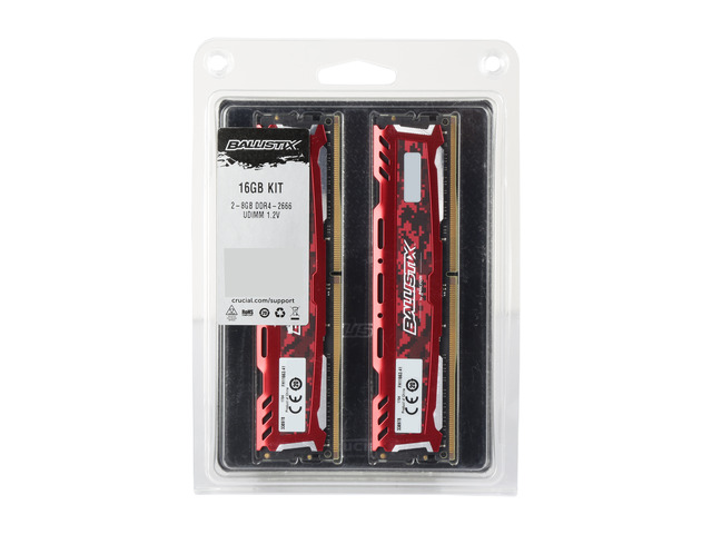 Ballistix Sport LT 16GB (2x8GB) DDR4-2666 CL16 Red, picture 2