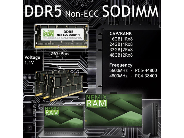 NEMIX 96GB (2x48GB) DDR5-5600 CL46 SO-DIMM (MS44800-4828K2-MAG), picture 2