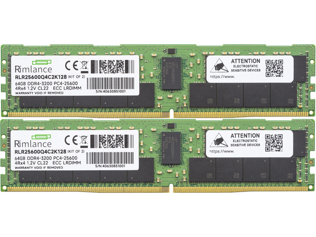 RIMLANCE 1.2V 128GB (2x64GB) DDR4-3200 CL22 ECC LRDIMM, picture 2
