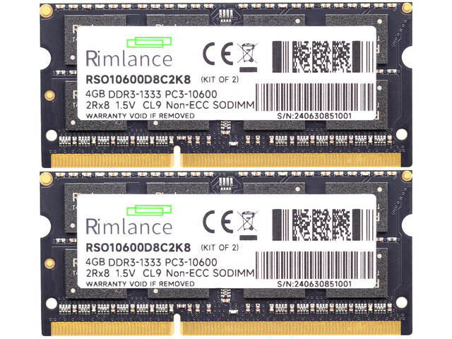 RIMLANCE 1.5V 8GB (2x4GB) DDR3-1333 SO-DIMM, picture 2
