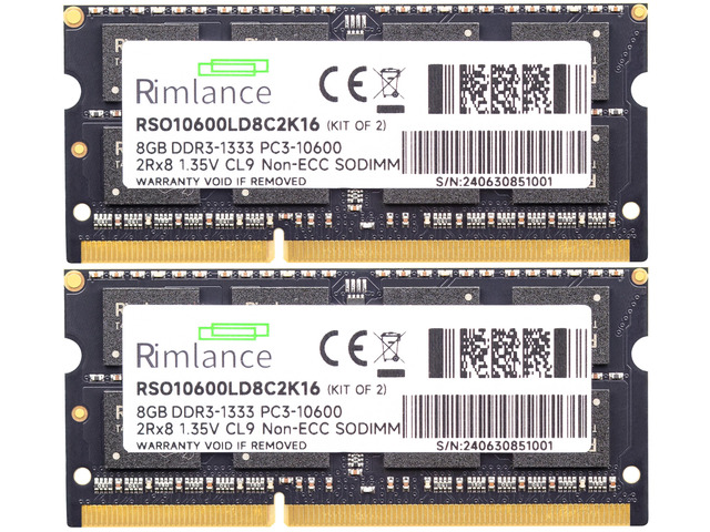 RIMLANCE 1.35V 16GB (2x8GB) DDR3-1333 CL9 SO-DIMM, picture 2