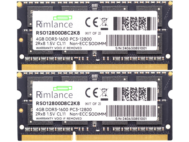 RIMLANCE 1.5V 8GB (2x4GB) DDR3-1600 SO-DIMM, picture 2