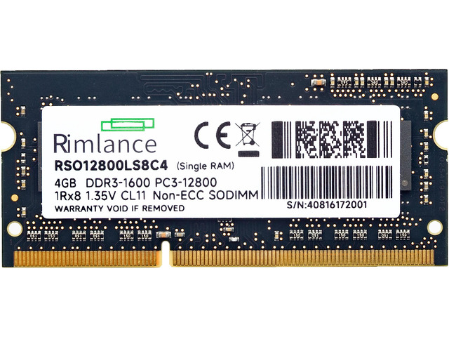 RIMLANCE 1.35V 4GB DDR3-1600 1Rx8 SO-DIMM, picture 2
