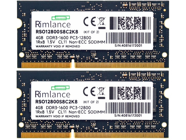 RIMLANCE 1.5V 8GB (2x4GB) DDR3-1600 CL11 SO-DIMM, picture 2
