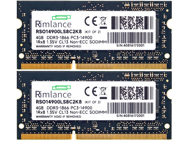 RIMLANCE 1.35V 8GB (2x4GB) DDR3-1866 1Rx8 SO-DIMM, picture 2