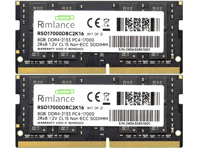 RIMLANCE 1.2V 16GB (2x8GB) DDR4-2133 CL15 SO-DIMM, picture 2