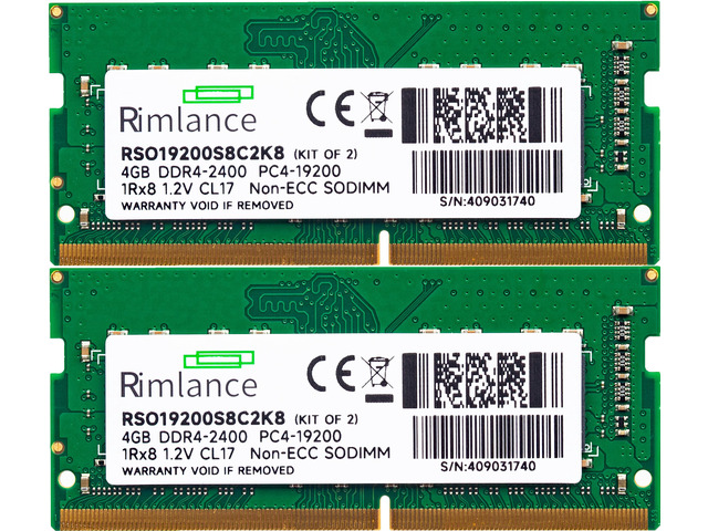 RIMLANCE 1.2V 8GB (2x4GB) DDR4-2400 CL17 SO-DIMM, picture 2