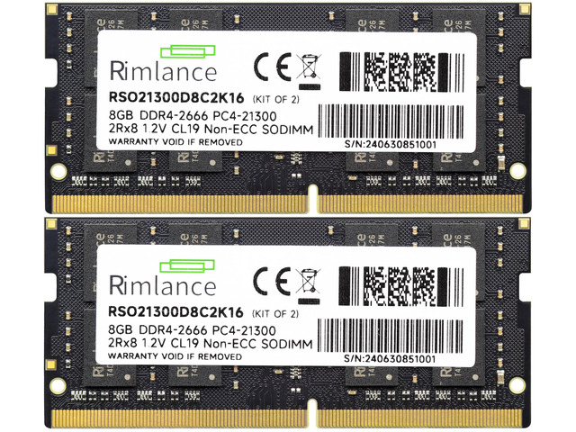 RIMLANCE 1.2V 16GB (2x8GB) DDR4-2666 CL19 SO-DIMM, picture 2