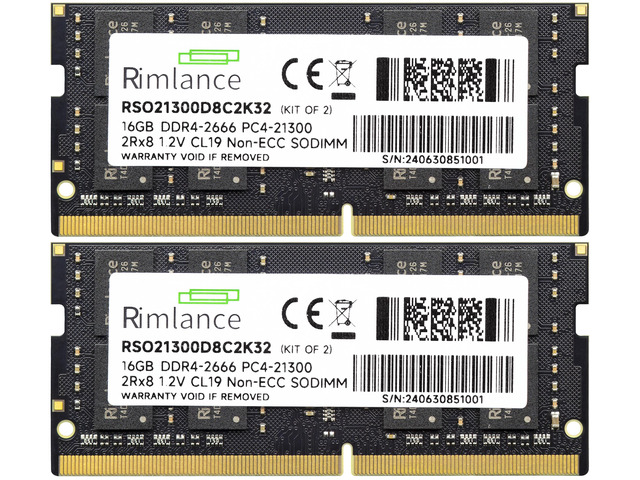 RIMLANCE 1.2V 32GB (2x16GB) DDR4-2666 CL19 SO-DIMM (RSO21300D8C2K32), picture 2