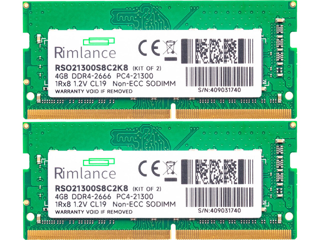 RIMLANCE 1.2V 8GB (2x4GB) DDR4-2666 CL19 SO-DIMM, picture 2