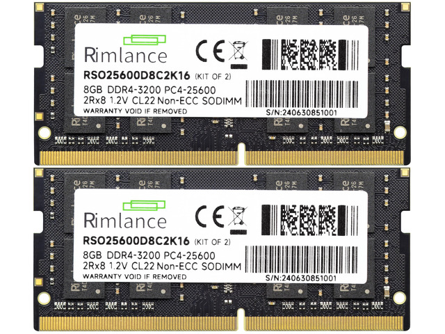 RIMLANCE 1.2V 16GB (2x8GB) DDR4-3200 CL22 SO-DIMM, picture 2