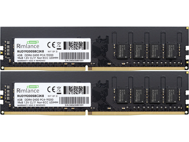 RIMLANCE 1.2V 8GB (2x4GB) DDR4-2400 CL17 1Rx8 (RUD19200S8C2K8), picture 2