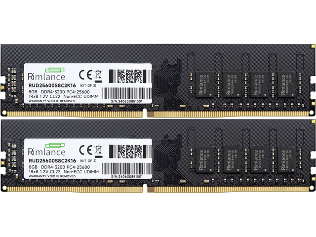 RIMLANCE 1.2V 16GB (2x8GB) DDR4-3200 CL22 1Rx8 (RUD25600S8C2K16), picture 2