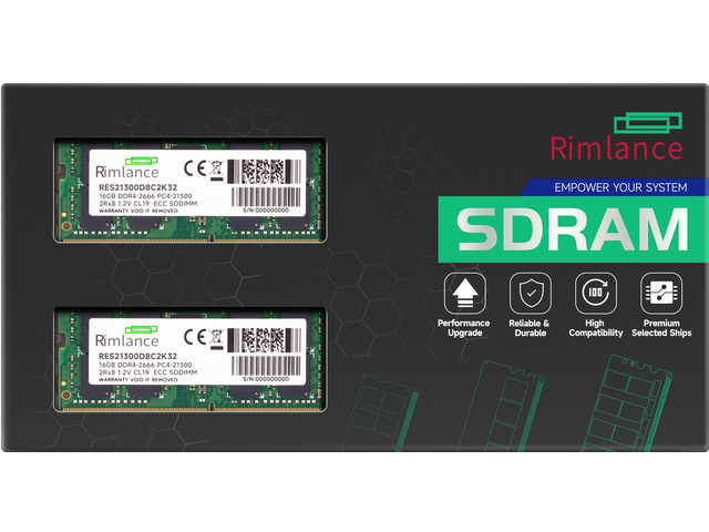 RIMLANCE 32GB (2x16GB) DDR4-2666 CL19 ECC SO-DIMM (RES21300D8C2K32)