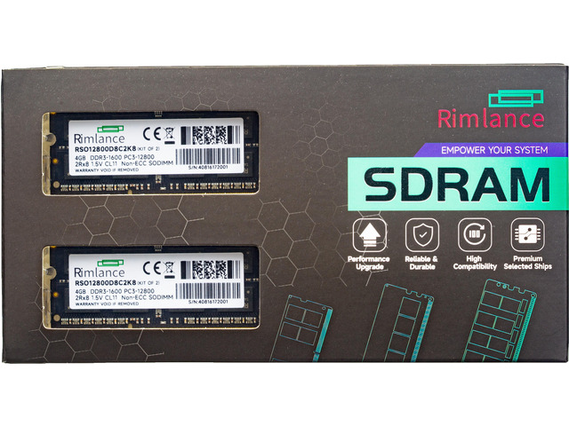 RIMLANCE 1.5V 8GB (2x4GB) DDR3-1600 SO-DIMM