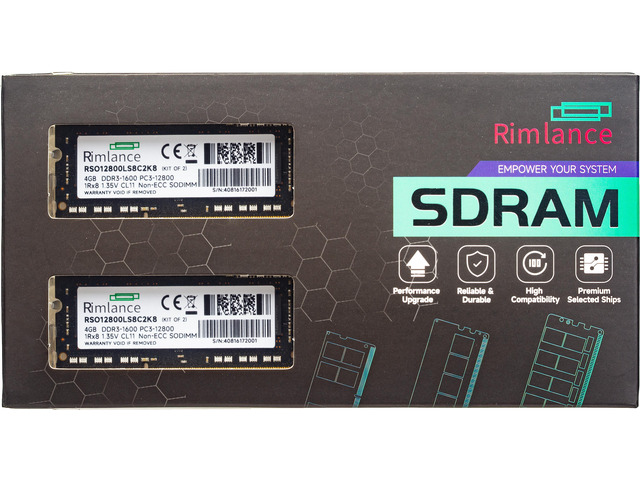 RIMLANCE 1.35V 8GB (2x4GB) DDR3-1600 1Rx8 SO-DIMM