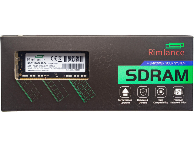 RIMLANCE 1.35V 4GB DDR3-1600 1Rx8 SO-DIMM