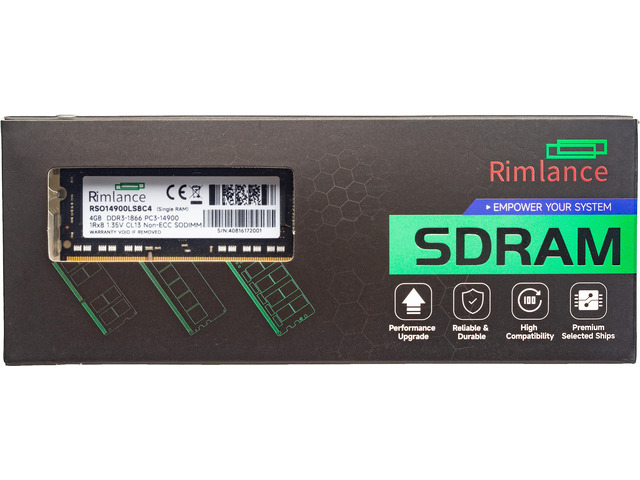 RIMLANCE 1.35V 4GB DDR3-1866 1Rx8 SO-DIMM