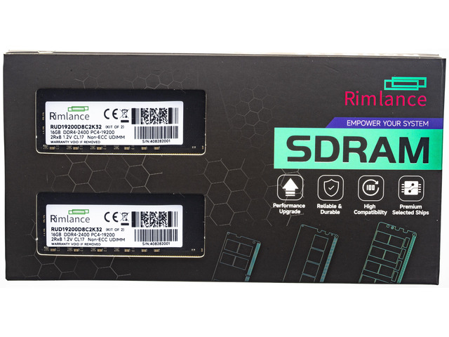 RIMLANCE 1.2V 32GB (2x16GB) DDR4-2400 CL17 (RUD19200D8C2K32)